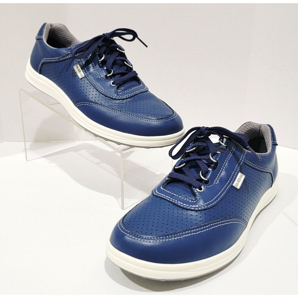 SAS Sporty Lux Lace Up Sneaker Womens Size 9.5 M Blue Perf Leather Walking Shoes